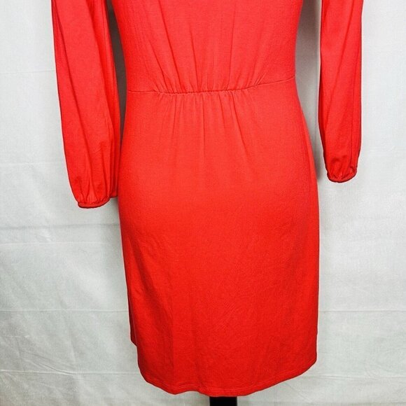 Boden Lucie Dress Size 4 Regular Red / Coral Knit Knee-Length 3/4 Sleeve - Picture 8 of 8